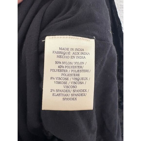 Anthropologie Porridge Black Velvet Lace Up Back Top Small Swiss Dot Puff Sleeve - Picture 6 of 12